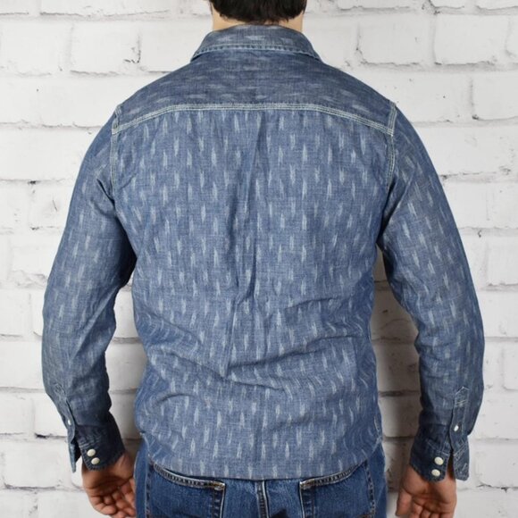 Vintage Y2K Arizona Chambray Denim Patterned Button Up Shirt M - Picture 3 of 4